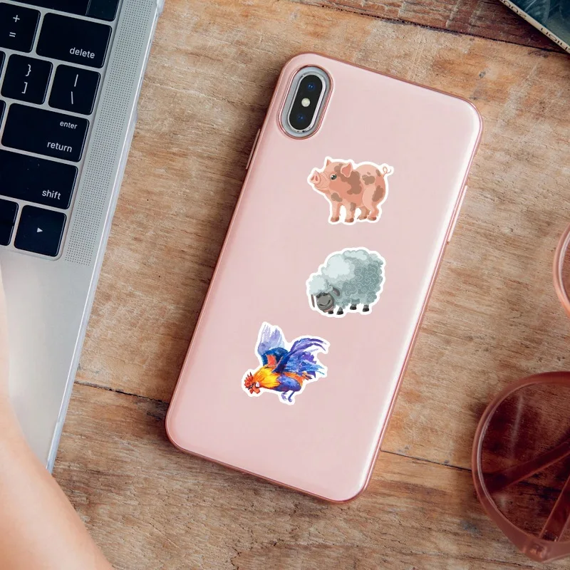 방수 데칼 노트북 오토바이 수하물 스노우보드 냉장고 자동차 스티커, 농장 동물 소 양 돼지 스티커, 10 개, 30 개, 50 개