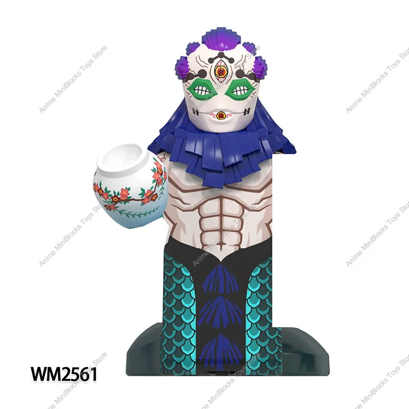 WM6162 악마 슬레이어 다키 기유타로 도우마 키부츠지 무잔 교코 빌딩 블록, 만화 미니 피규어 액션 장난감 브릭, 어린이
