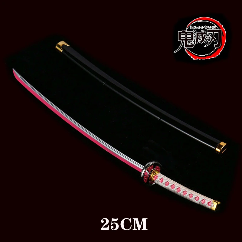 Kimetsu no Yaiba 칼 무기 악마 슬레이어 사토만 탄지로 코스프레 칼 1:1 애니메이션 닌자 칼 나무 25cm 카타나 소품