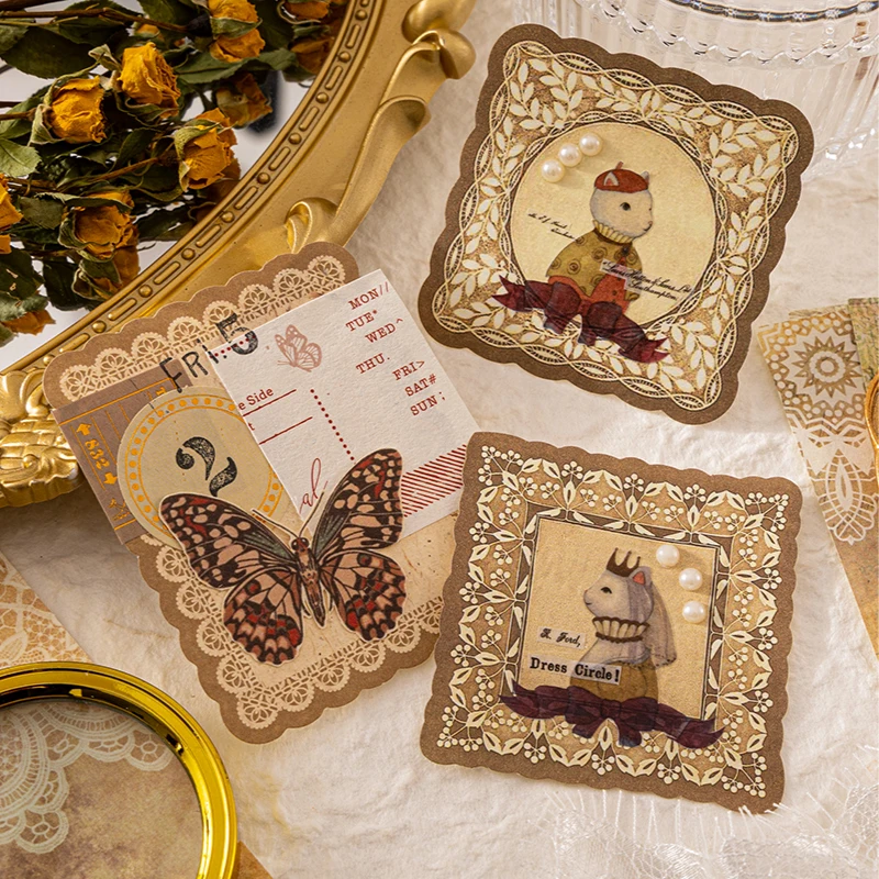 레이스 소재 종이 정크 저널 장식, DIY 용품, 스크랩북 아트 콜라주 미학 문구 공예 종이, 30 매