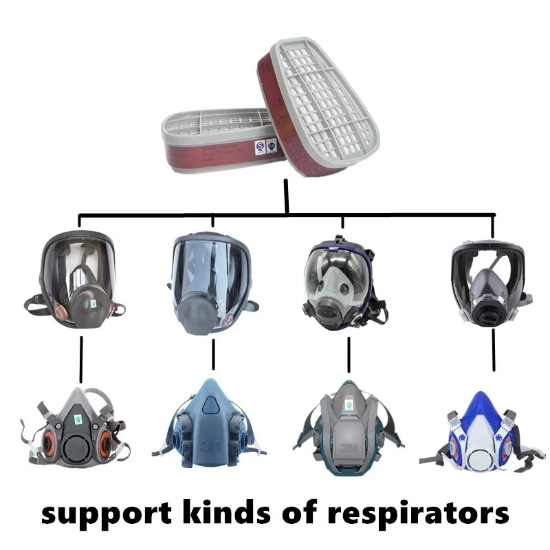 6001/6002/6004 카트리지 박스, 5N11 코튼 필터 세트, 3m 6200/7502/6800 먼지 가스 마스크 호흡기, 화학 페인팅 스프레이
