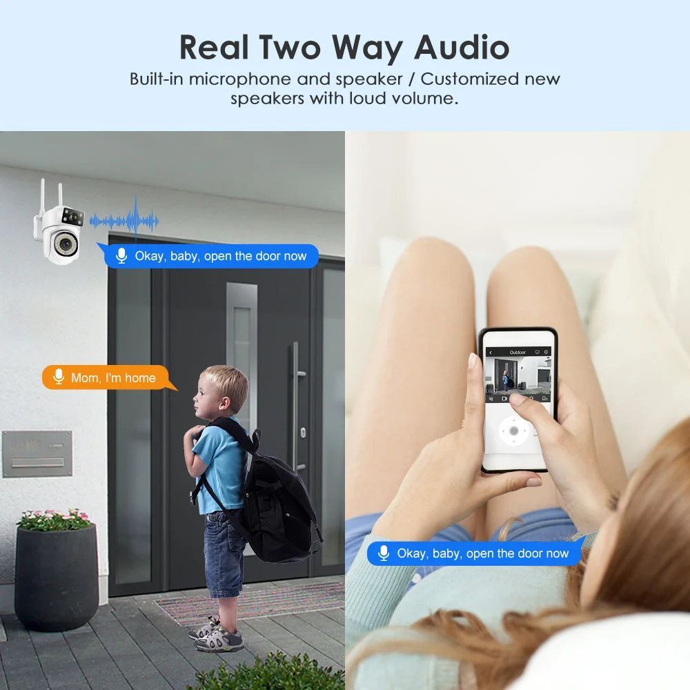 2.4G/5G HD 8MP PTZ 와이파이 카메라, 4 개 스크린 풀 컬러 야간 투시, 보안 인간 감지 오디오 추적 감시 카메라