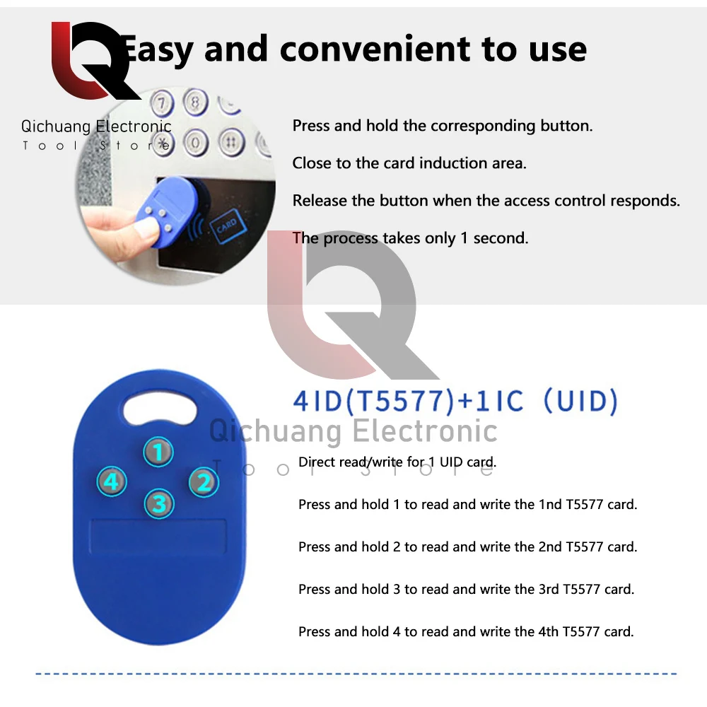 5 in1 RFID 다중 키 Fob 125khz 13.56Mhz T5577 EM ID 쓰기 IC 1k S50 UID 변경 가능한 액세스 제어 유도 카드 키 체인