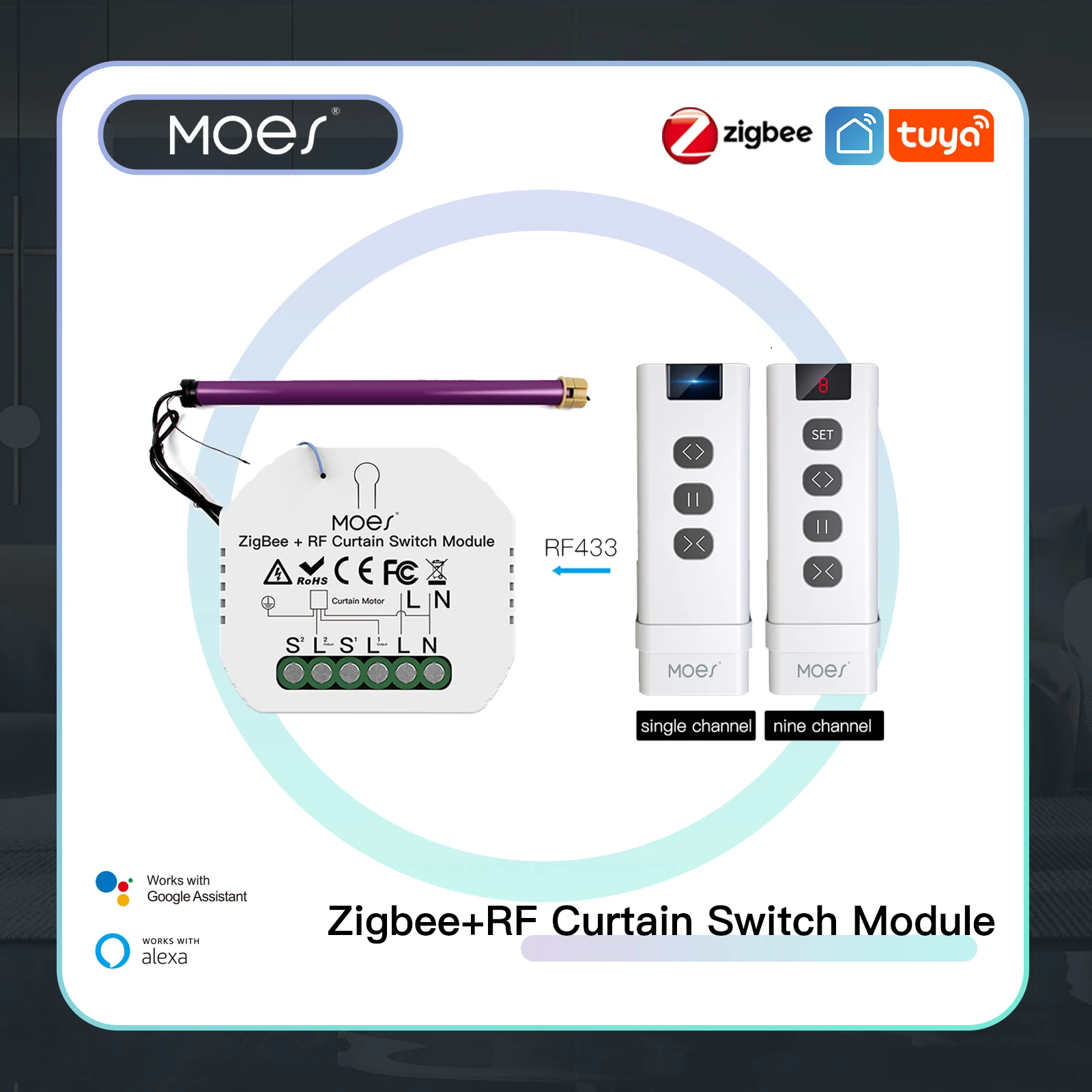 MOES 지그비 3.0 스마트 커튼 스위치 모듈, 전동 롤러 셔터, 블라인드 모터, 투야 스마트 라이프, 알렉사 에코, 구글 홈 title=MOES 지그비 3.0 스마트 커튼 스위치 모듈, 전동 롤러 셔터, 블라인드 모터, 투야 스마트 라이프, 알렉사 에코, 구글 홈 