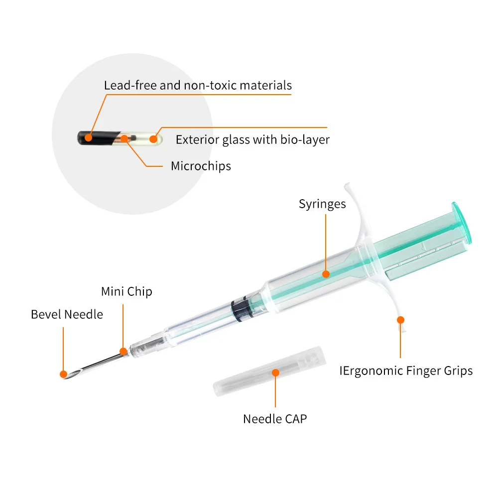 범용 표준 반려동물 마이크로칩 주사기, 134.2KHz ISO11784/5 FDX-B, 반려동물 ID 태그, 개 고양이 돼지용 15 비트 마이크로칩, 3 사이즈, 100 팩