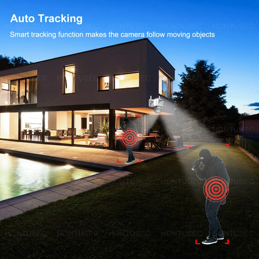 Yoosee 듀얼 스크린 와이파이 PTZ 카메라, 양방향 오디오 컬러, 야간 투시경, 야외 보안 카메라 시스템, 3 렌즈, 4K, 8MP, 10X 줌