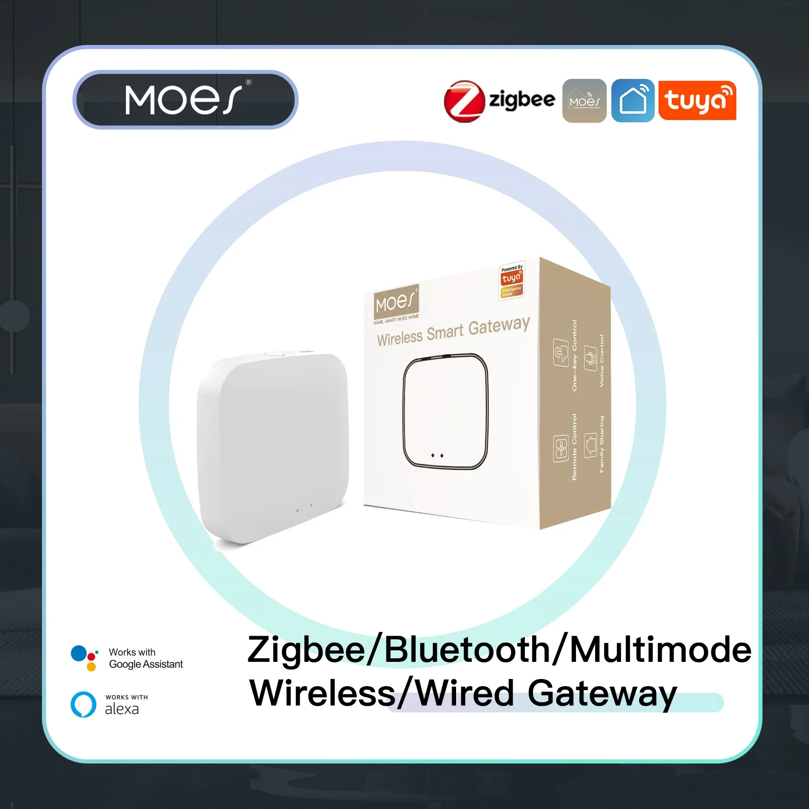 MOES Tuya ZigBee/BLE 스마트 게이트웨이 허브 스마트 홈 브리지 스마트 라이프 앱 무선 원격 제어기 Alexa 및 Google Home으로 작동 title=MOES Tuya ZigBee/BLE 스마트 게이트웨이 허브 스마트 홈 브리지 스마트 라이프 앱 무선 원격 제어기 Alexa 및 Google Home으로 작동 