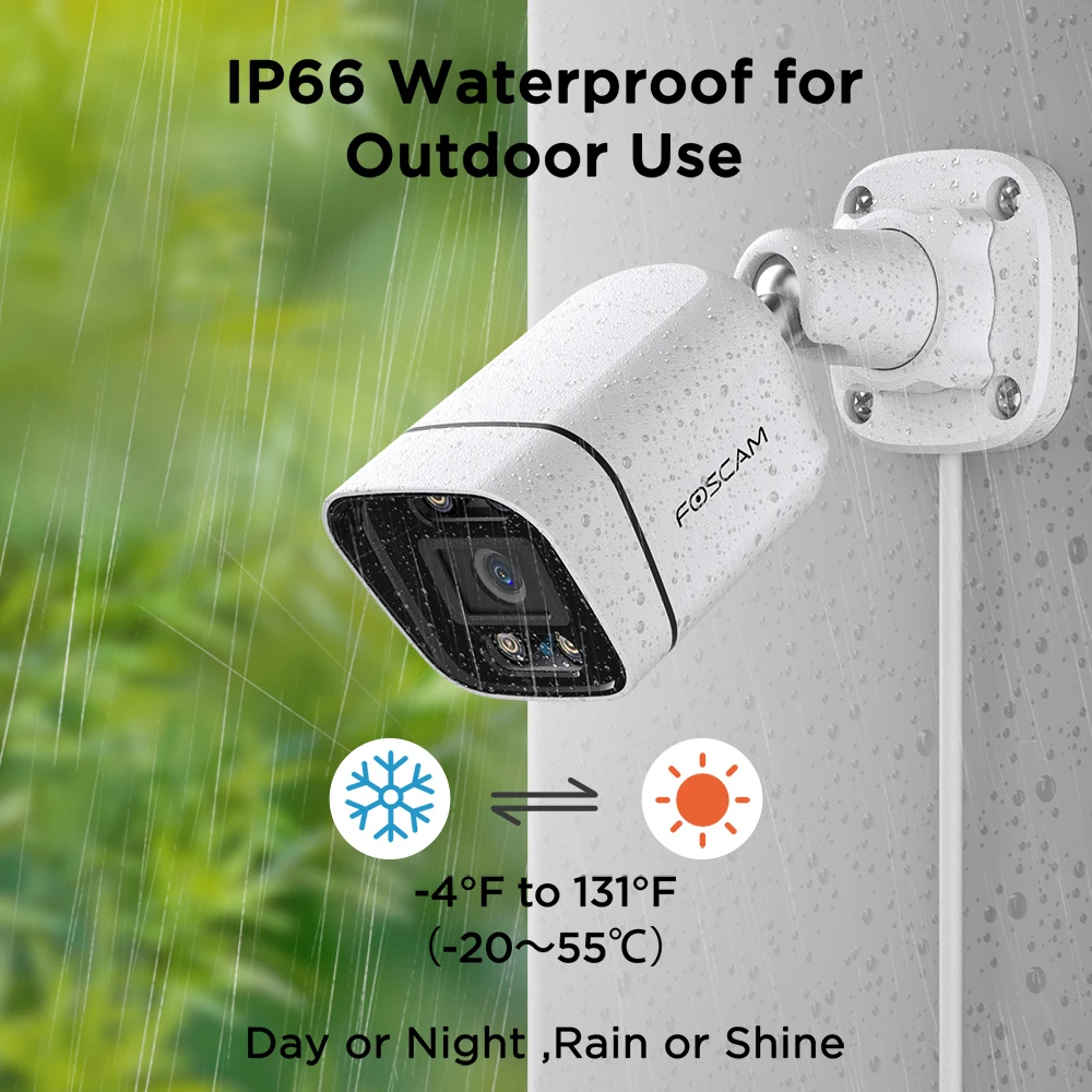 FOSCAM 야외 보안 IP POE 카메라, 스마트 인간 및 자동차 감지, 컬러 야간 투시경, 가정 보안 감시 카메라, 5MP