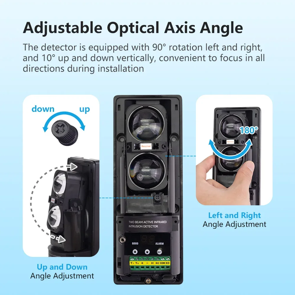 Meian 듀얼 빔 적외선 센서, 유선 배리어 검출기, 적외선 빔 검출기, 8 주파수 변환, 디지털 디스플레이, 100M