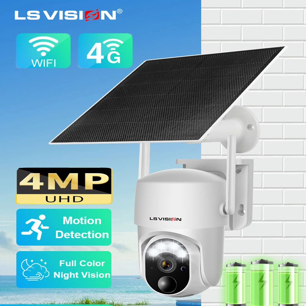 LS VISION 2K 태양 무선 보안 카메라, 야외 보안 카메라, 무선 와이파이, 4G 캠, 360 ° PTZ, 4MP SIM title=LS VISION 2K 태양 무선 보안 카메라, 야외 보안 카메라, 무선 와이파이, 4G 캠, 360 ° PTZ, 4MP SIM 