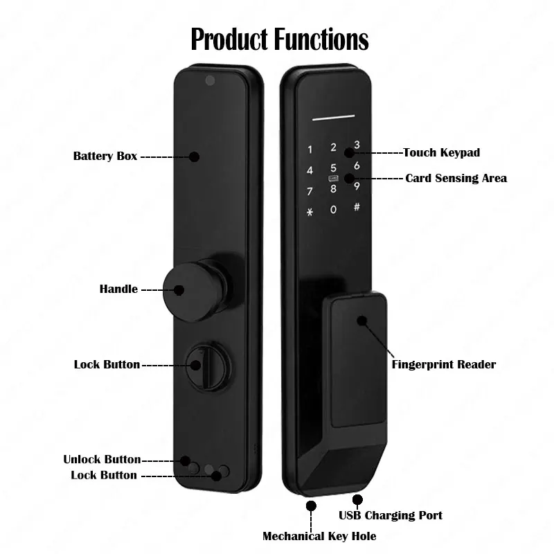 이스라엘 타입 도어 TTLOCK ASPP 지문 스마트 도어락, 전자 지문 디지털 잠금, 알렉사 구글 홈