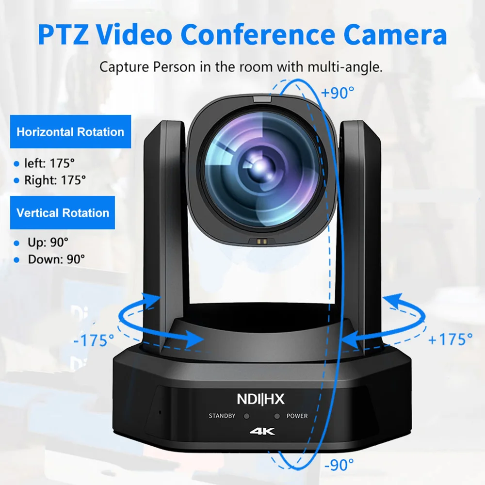 교회 서비스용 라이브 스트리밍 PTZ 카메라, 4K PTZ NDI 카메라, 12X 20X 광학 줌 AI 자동 추적, PoE HDMI SDI USB IP