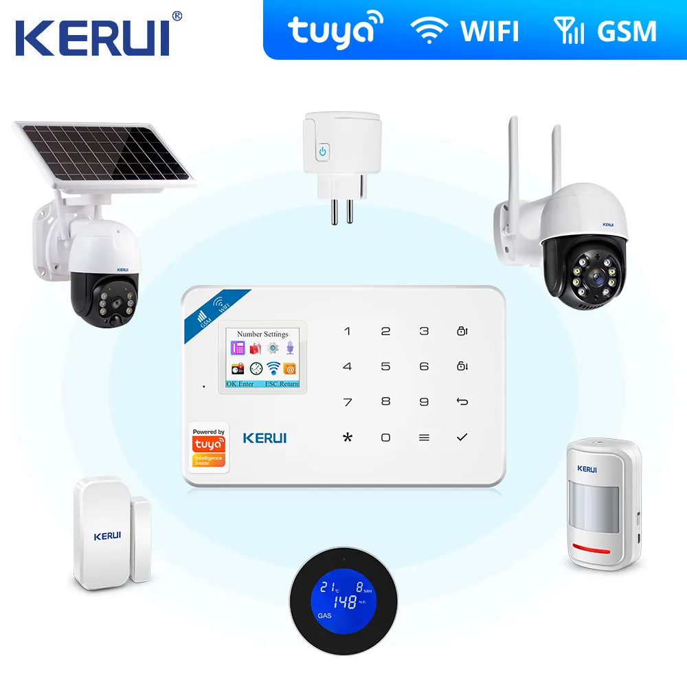 DIY Kerui Tuya W181 무선 Wifi 가정 경보 3MP Tuya 사진기 통제 LCD GSM 도난 경보기 체계 가정 안전 경보를 위해 title=DIY Kerui Tuya W181 무선 Wifi 가정 경보 3MP Tuya 사진기 통제 LCD GSM 도난 경보기 체계 가정 안전 경보를 위해 