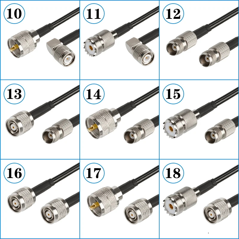 TNC 수-UHF 수 암 커넥터 동축 케이블, 피그테일 동축 케이블, UHF-TNC-UHF 수 케이블 라인, RG58, 0.3m-30m