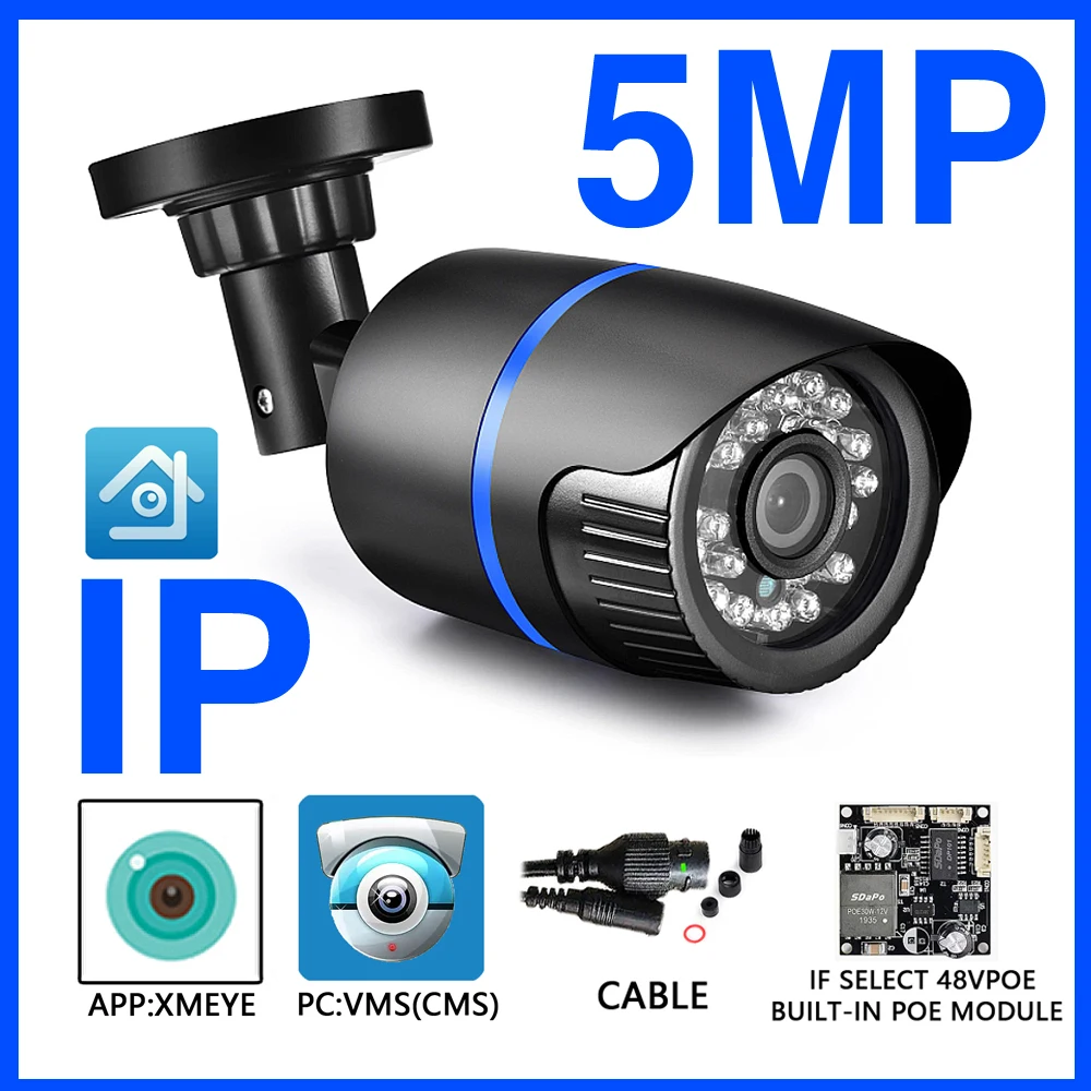 XMEYE ICSEE APP 감시 CCTV 카메라, 야외 거리 방수, 5MP H.265 IP POE 카메라, H.265 ONVIF P2P 모션 감지, 48V title=XMEYE ICSEE APP 감시 CCTV 카메라, 야외 거리 방수, 5MP H.265 IP POE 카메라, H.265 ONVIF P2P 모션 감지, 48V 