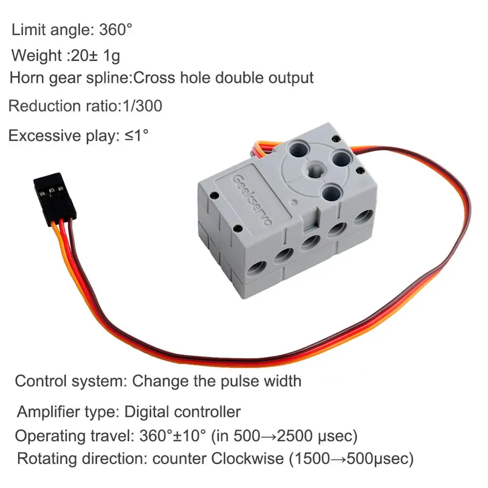 RCmall 프로그래밍 가능한 미니 Geekservo 듀얼 출력 샤프트 서보 모터, Legoed Micro:bit for Meowbit용, 360 °, 2KG 모터