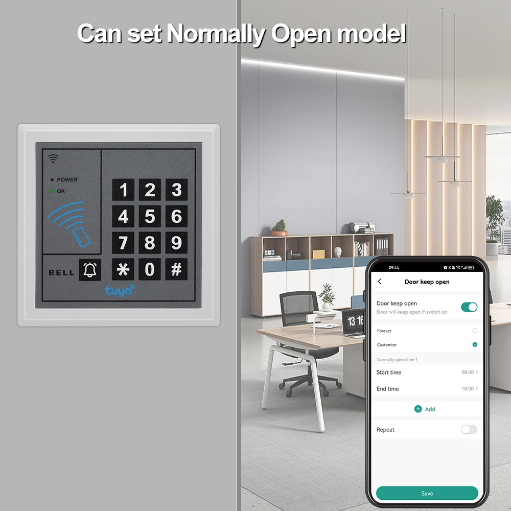 Tuya 와이파이 액세스 제어 키패드, 독립형 액세스 컨트롤러, 카드 리더, WG26 스마트 앱 문짝 오프너, 키리스 비밀번호 잠금, 125KHz