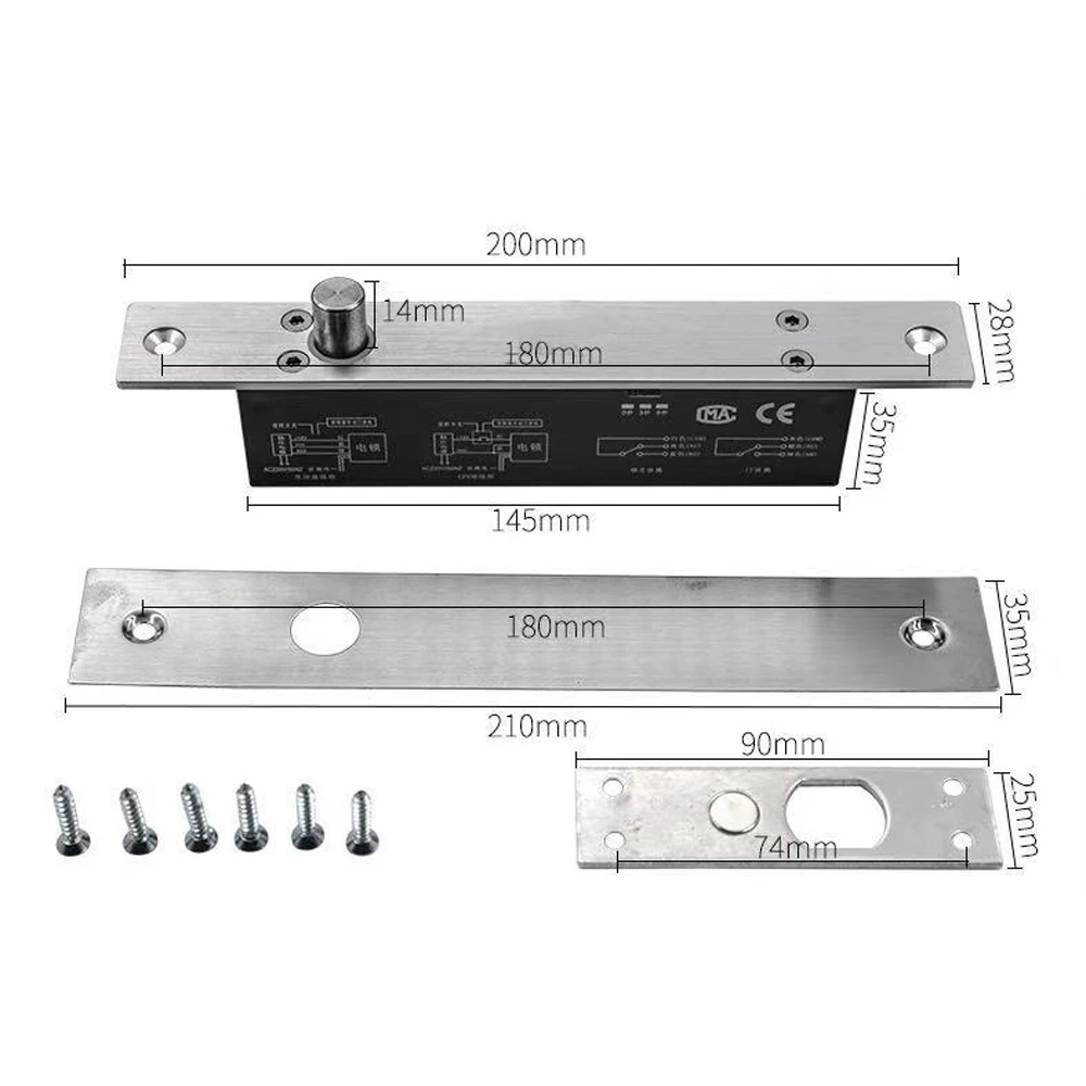 전기 잠금 자기 출력 시간 지연 DC 12V 페일 세이프 페일 보안 볼트 장붓 구멍 도어 잠금 NC/전자 도어 잠금 장치 없음