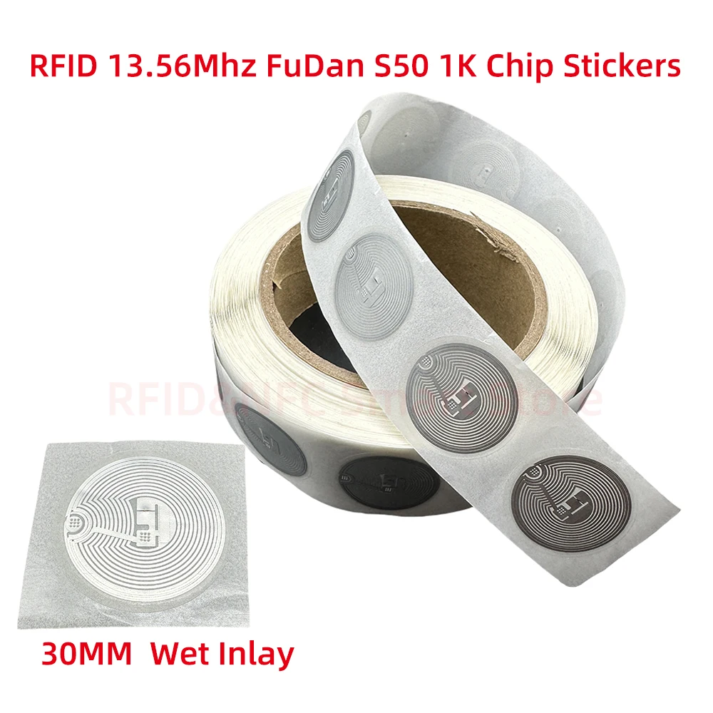 Android NFC 휴대폰용 RFID 스마트 태그, S50, 14443A Mi F08 클래식 1K EV1 S50 습식 인레이 스티커 F08, 1024 바이트 라벨, 10 개