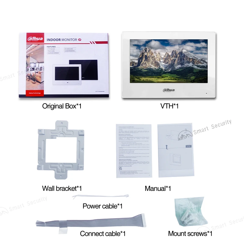 Dahua 오리지널 다국어 비디오 인터콤 스크린 IP 카메라, 실내 모니터 초인종 VTO 시스템, H.265 PoE P2P VTH2621GW-P, 7 인치