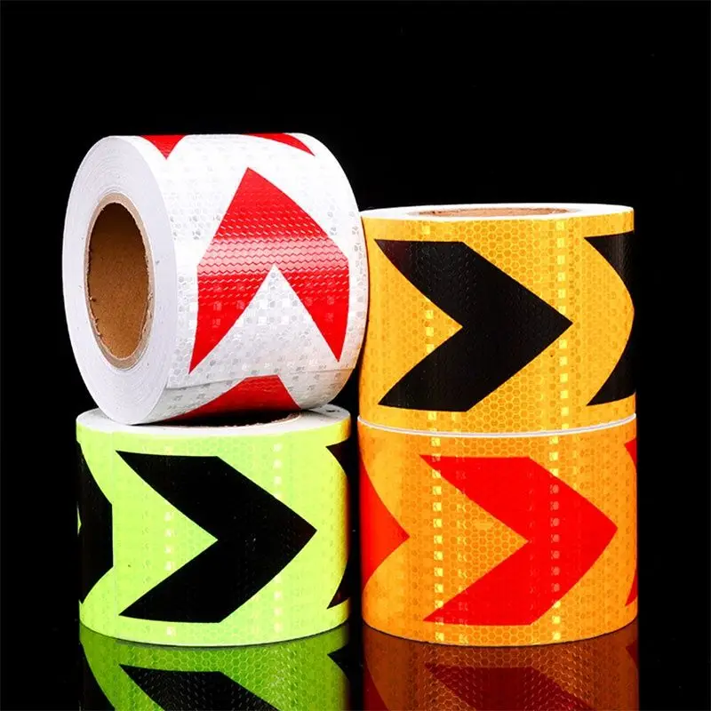자동 접착 자동차 반사 스트립 스티커, 도로 경고 테이프, 화살표 스타일 장식 필름, 배리어 트레일러 안전 테이프, 10cm * 5m