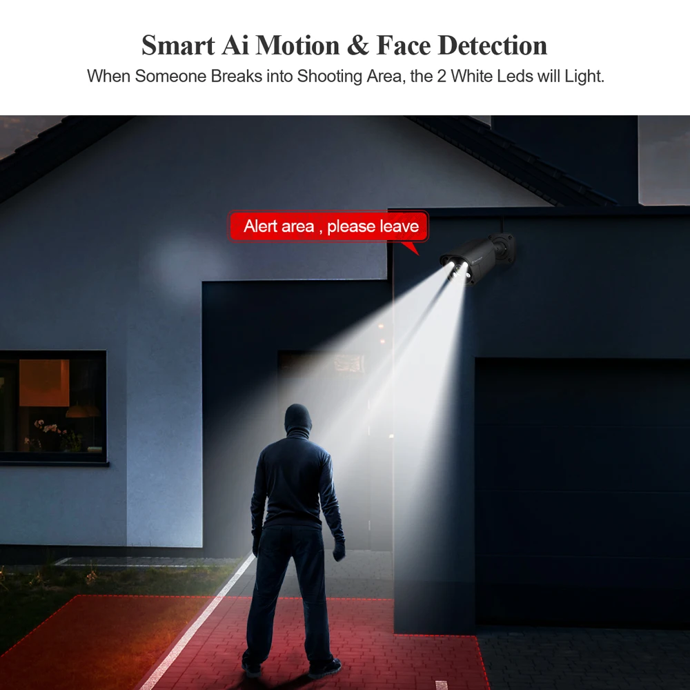 Techage POE 카메라 시스템, 얼굴 인간 감지, 양방향 오디오, 야외 4K 보안 감시 세트, 다채로운 야간, H.265, 16CH, 5MP, 8MP