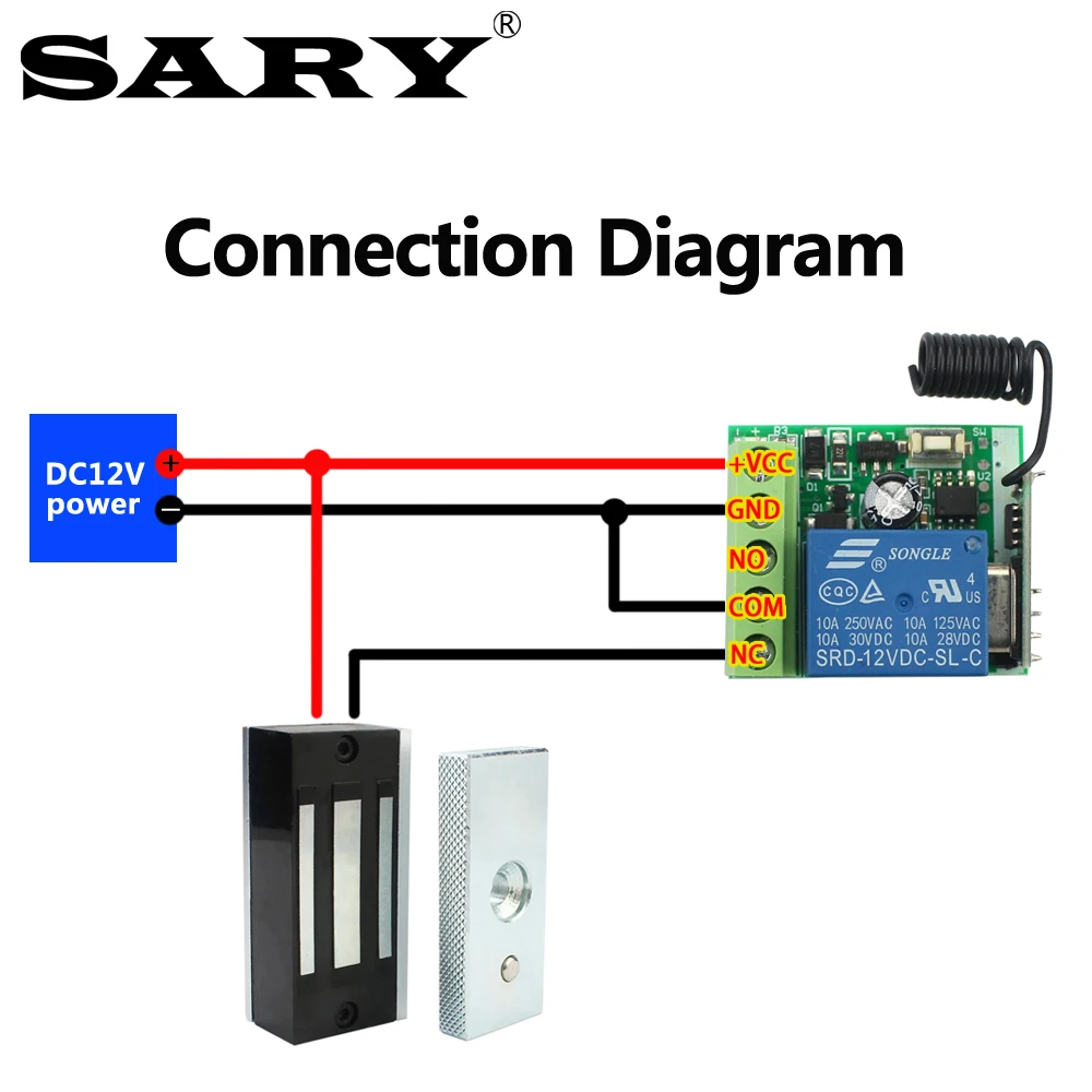 무선 원격 제어 마그네틱 잠금 장치, 원격 제어 전기 잠금 장치, 전자 도어 잠금 장치, 100Lbs 전자석, 60kg