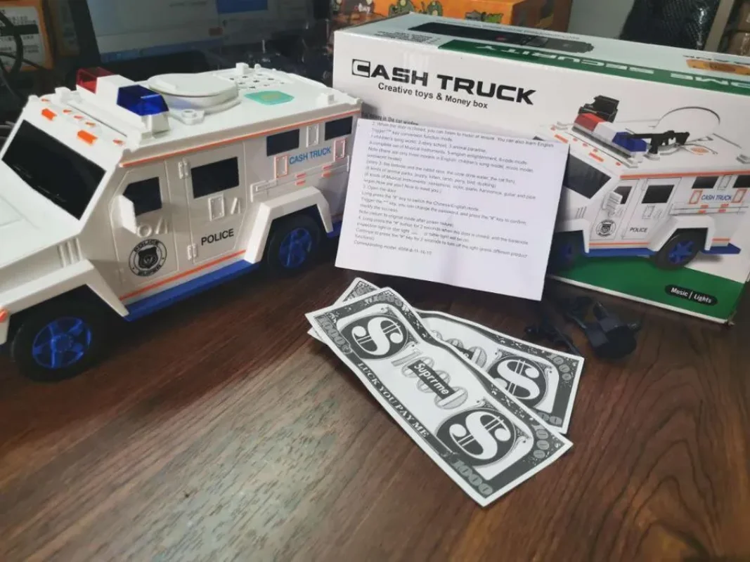 자동차 돼지 저금통 돈 상자 어린이 큰 안전 저축 동전 상자, 음악 지문 암호 현금 트럭 돈 상자 저축 예금 상자