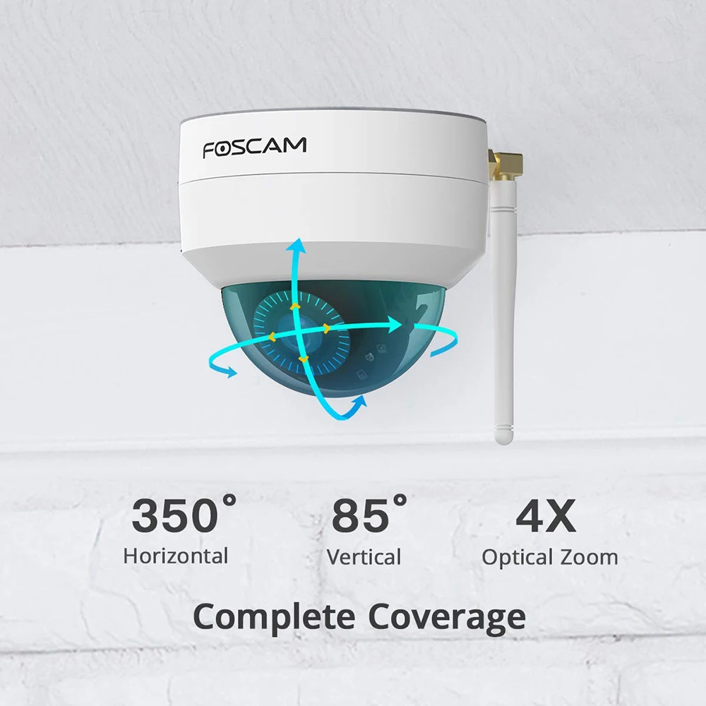 FOSCAM 야외 보안 와이파이 카메라, 4 배 광학 줌 PT 감시 돔 카메라, 2.4G, 5G 와이파이 연결 지원, 4MP