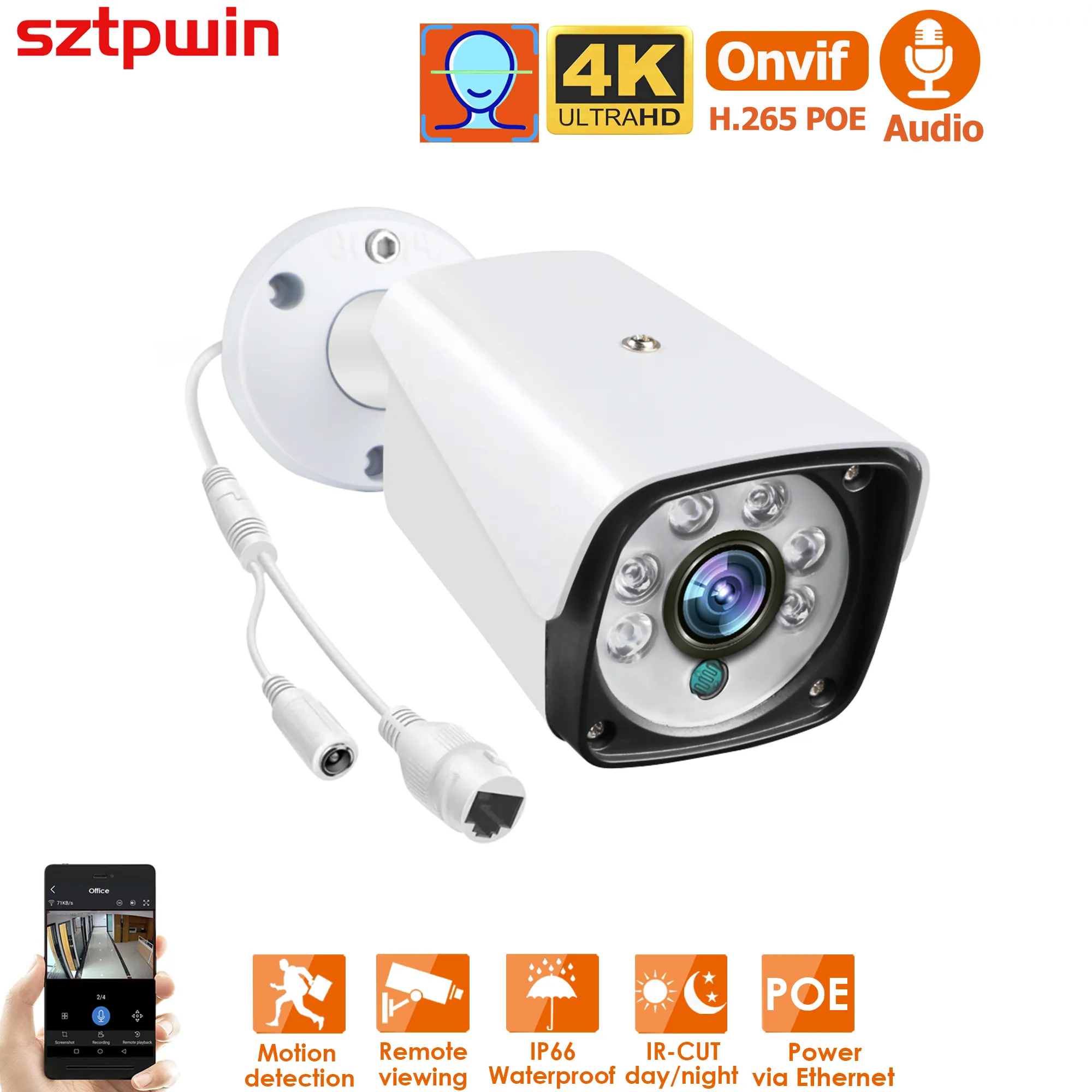 8MP 4K POE IP 카메라 ONVIF H.265 오디오 기록 CCTV 얼굴 감지 5MP 방수 IP66 야외 보안 비디오 감시, POE IP 카메라 얼굴 감지 오디오 기록 title=8MP 4K POE IP 카메라 ONVIF H.265 오디오 기록 CCTV 얼굴 감지 5MP 방수 IP66 야외 보안 비디오 감시, POE IP 카메라 얼굴 감지 오디오 기록 