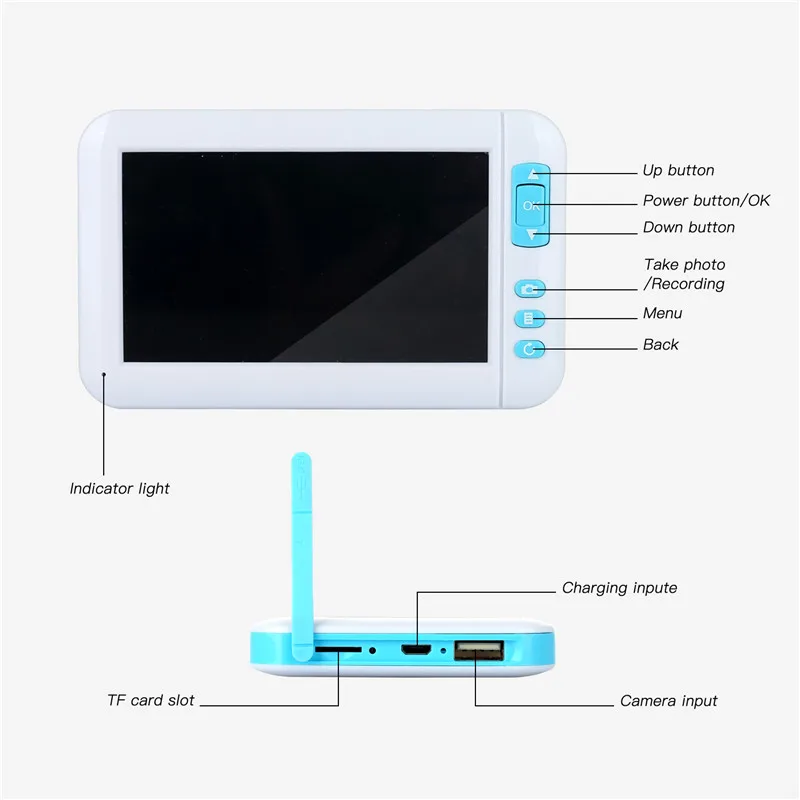 HD 1080P 3.9mm 렌즈 와이파이 USB 귀 검이경 카메라, 4.3 인치 화면 디스플레이, 플러그 앤 플레이, 6 LED 디지털 내시경 귀 클리너