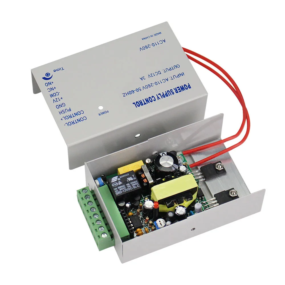 액세스 제어 전원 공급 장치 DC12V/3A 출력 110-260VAC 입력 전압, 전자 잠금 비디오 인터콤 K80 용 시간 지연 포함