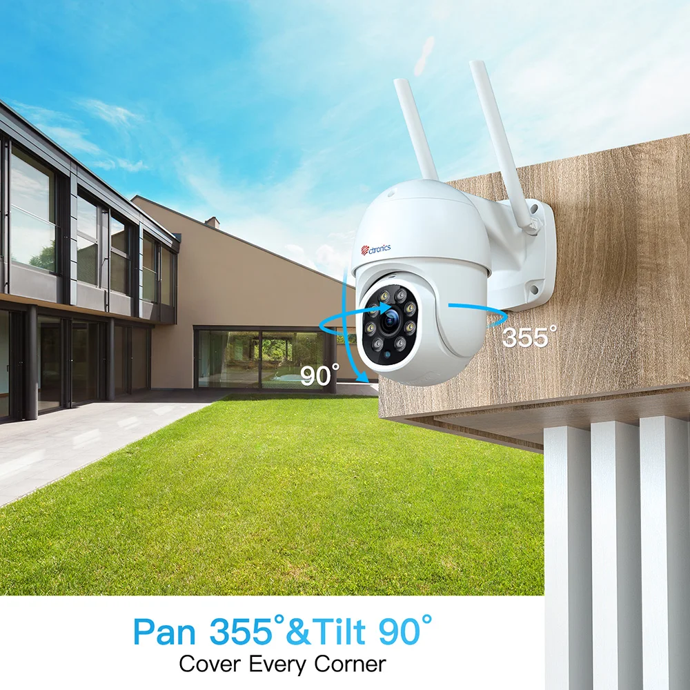 Ctronics 5MP WiFi 카메라 야외 PTZ 360 보안 IP 카메라 인간 감지 자동 추적 CCTV 4MP 1080P 컬러 나이트 비전 양방향 토크