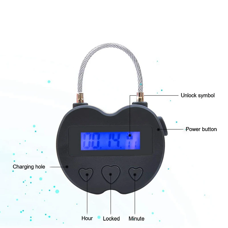 스마트 시간 잠금 LCD 디스플레이 시간 잠금 다기능 여행 전자 타이머, 방수 USB 충전식 임시 타이머 자물쇠