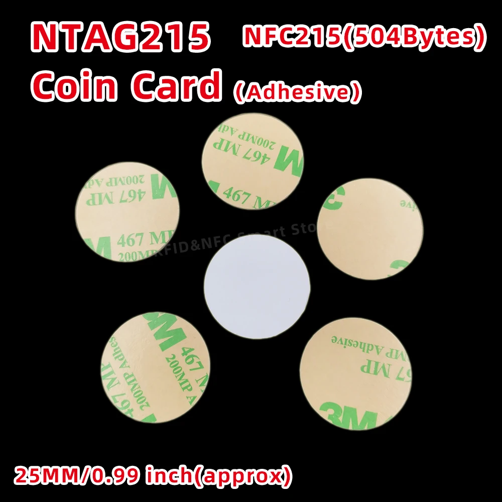 NFC 215 코인 카드, Ntg215 코인 태그, 13.56MHz 14443A RFID NFC 태그, 504 바이트 NFC 개인 자동화 NFC 215 카드, 10 개, 50 개, 100 개