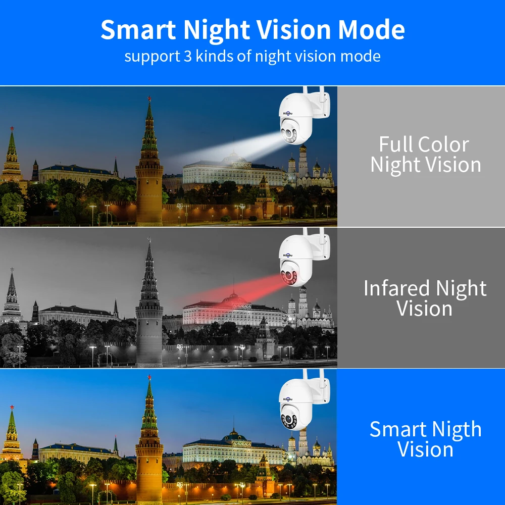 Hiseeu PTZ 와이파이 스마트 카메라, 사람 감지 자동 추적 ONVIF 무선 CCTV 비디오 감시 IP 카메라, 5 배 디지털 줌, 4K 8MP