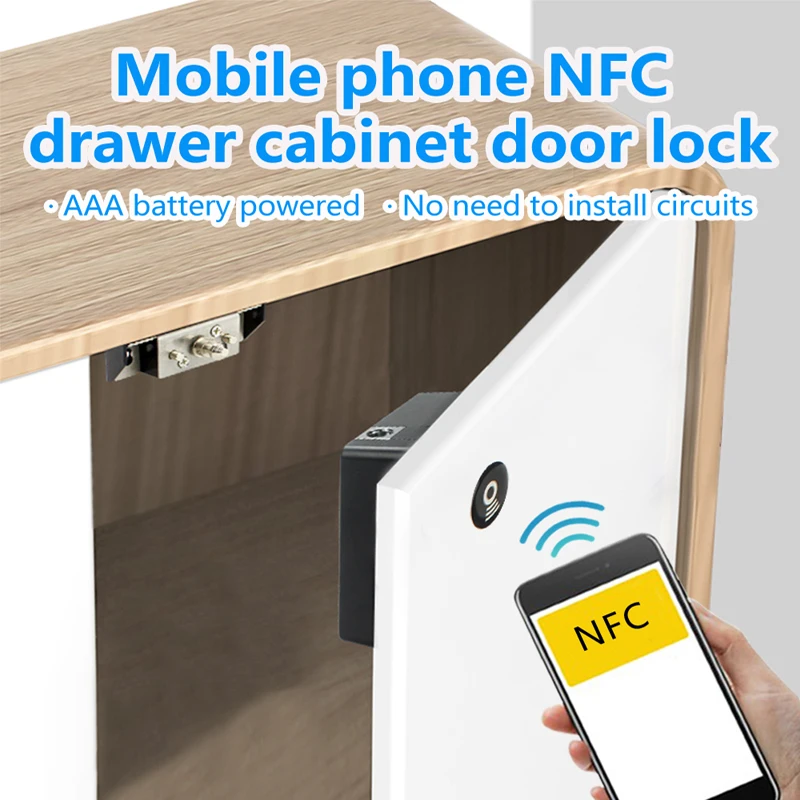 휴대폰 NFC 스마트 로커 전자 잠금 장치, 보이지 않는 가구 센서, 캐비닛 잠금, 서랍 도어 잠금 장치, RFID13.56 mhz