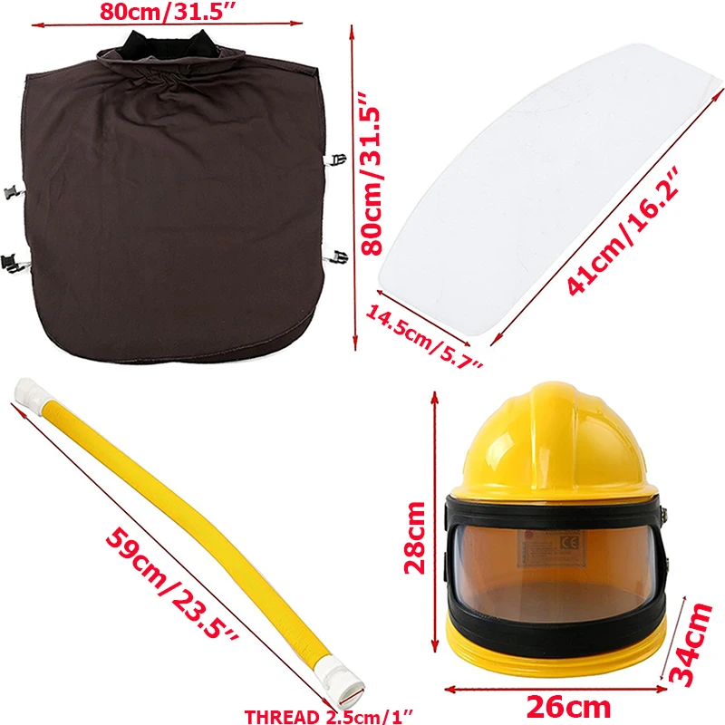 PVC 소재 ABS 샌드 블라스팅 보호 헬멧 1 세트, 샌드블라스팅 안전 마스크