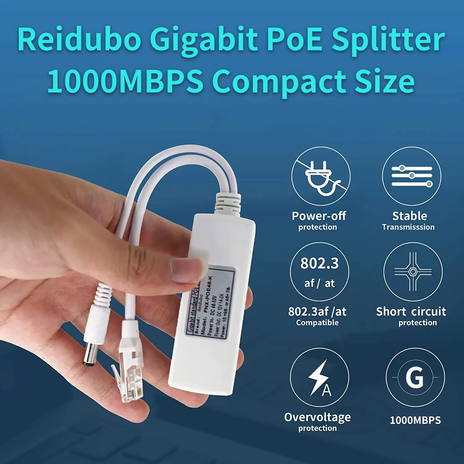 기가비트 PoE 스플리터 어댑터, 12V 2A 출력, 1000Mbps, IEEE 802.3AF/at, IP 카메라, AP 와이파이, IP 전화기에 적합