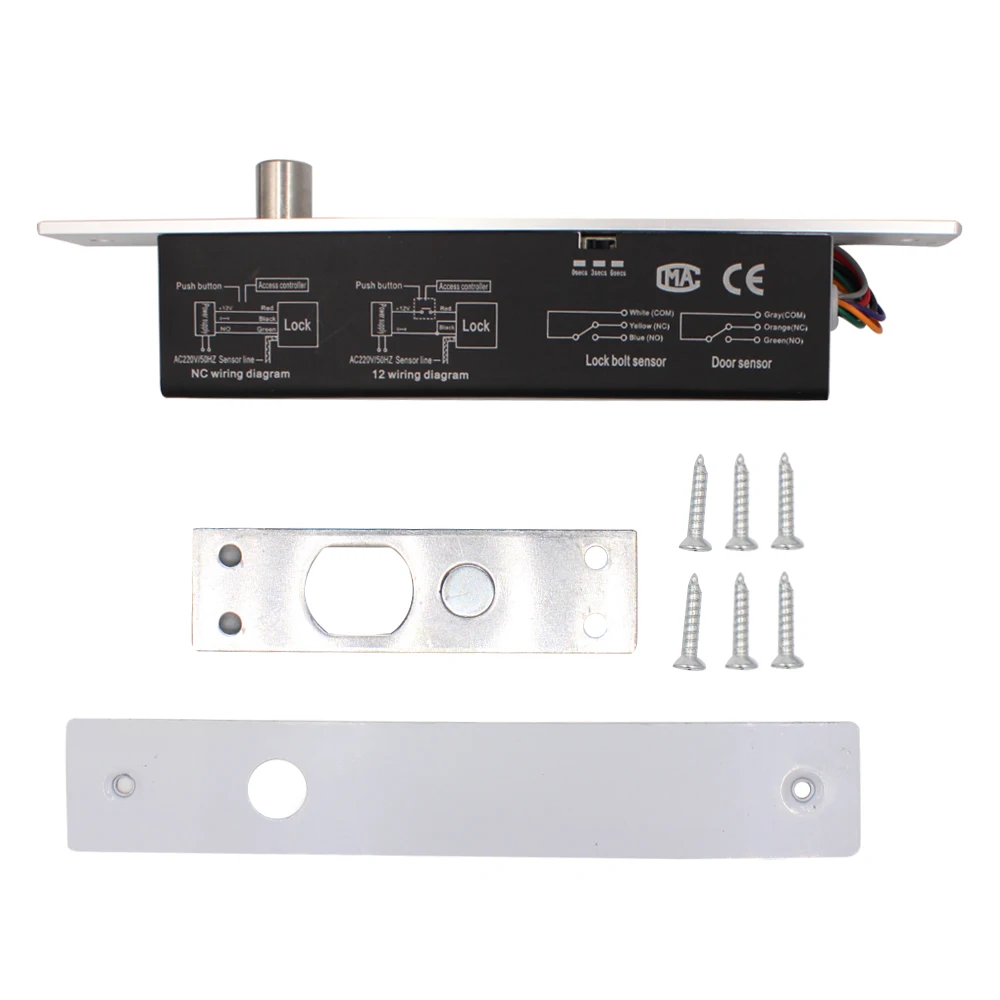 전기 잠금 자기 출력 시간 지연 DC 12V 페일 세이프 페일 보안 볼트 장붓 구멍 도어 잠금 NC/전자 도어 잠금 장치 없음