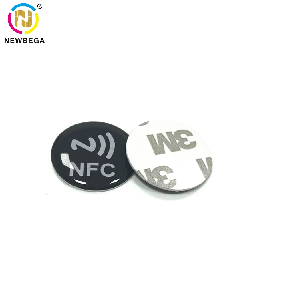 13.56MHz 블랙 NFC 216 스티커, 재기록 가능 RFID 토큰, 에폭시 카드, 방수, 소셜 공유 등에 사용 가능, 5 개/로트