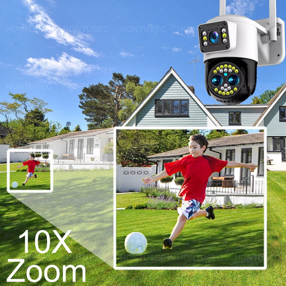 Yoosee 듀얼 스크린 와이파이 PTZ 카메라, 양방향 오디오 컬러, 야간 투시경, 야외 보안 카메라 시스템, 3 렌즈, 4K, 8MP, 10X 줌