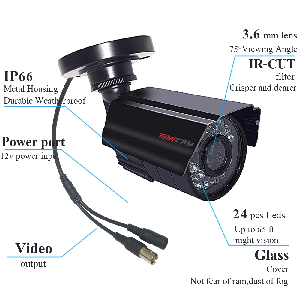 야외 비바람에 견디는 불릿 키트, 1080P 1920P AHD 보안 카메라, 66ft 야간 투시경, IR CCTV 비디오 카메라, 2 개, 2MP, 5MP