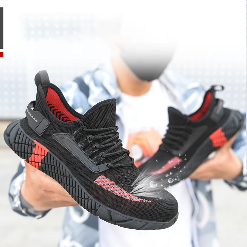 남성용 안전 신발, 충돌 방지, 펑크 방지, 강철 발가락 캡, 펑크 방지, 파괴 불가 작업 신발