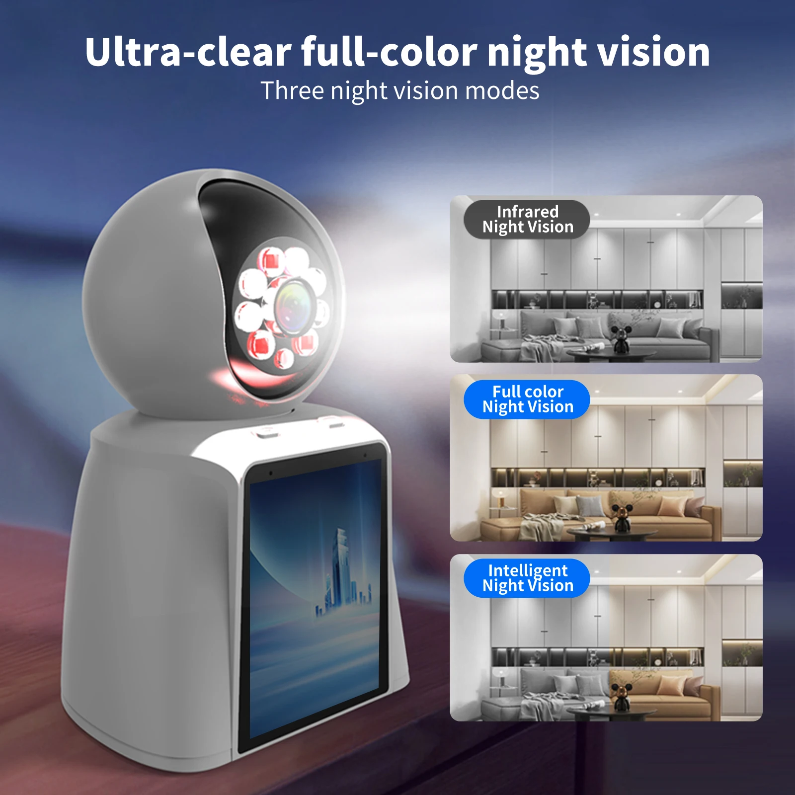 스마트 와이파이 실내 보안 카메라, 지지대 원격 양방향 비디오 무선 카메라, 애완동물, 개, 어린이, 노인을 위한 전화 앱, 2.4G, 2K