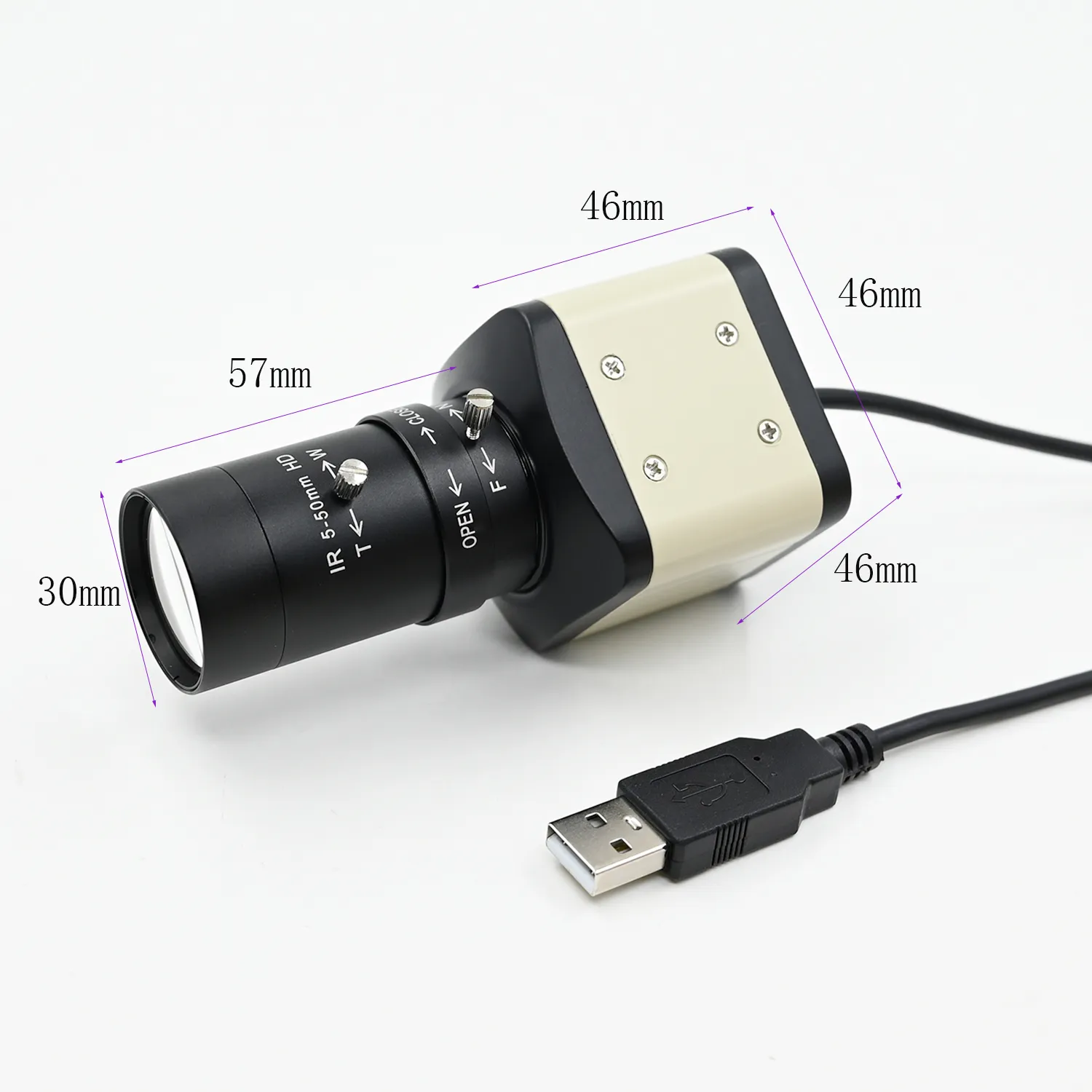 HD 16MP USB 카메라, 5-50mm 2.8-12mm 가변 초점 CS 렌즈, IMX298 4656X3496 10fps, 이미지 인식, 하이 샷 문서 스캔