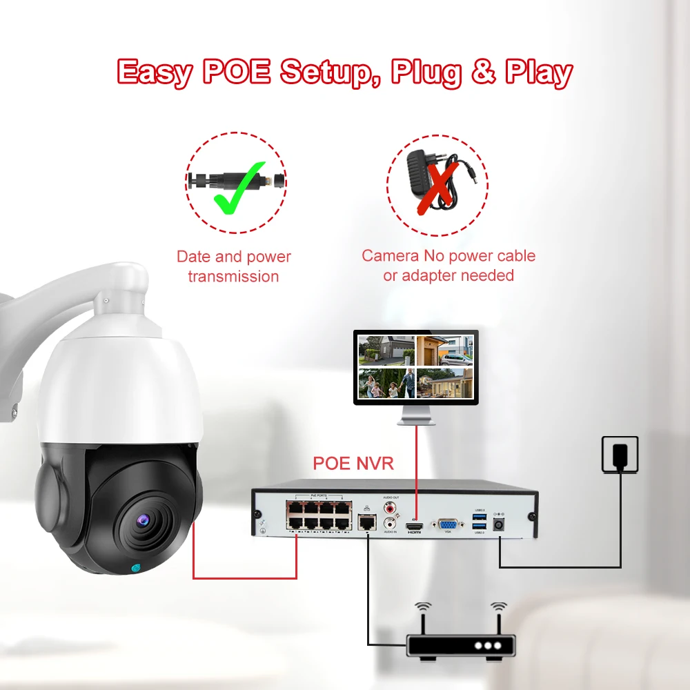 POE PTZ IP 카메라, 4K, 8MP, 60X 줌, IVM4200, P2P, ONVIF IMX415, SD, 256GB