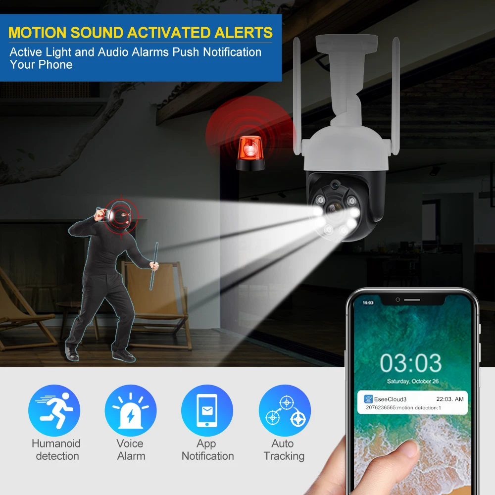 MISECU PTZ 무선 카메라 보안 시스템, 야외 회전 와이파이 IP 카메라, H.265 NVR CCTV 레코드 비디오 감시 키트, 8CH, 3MP