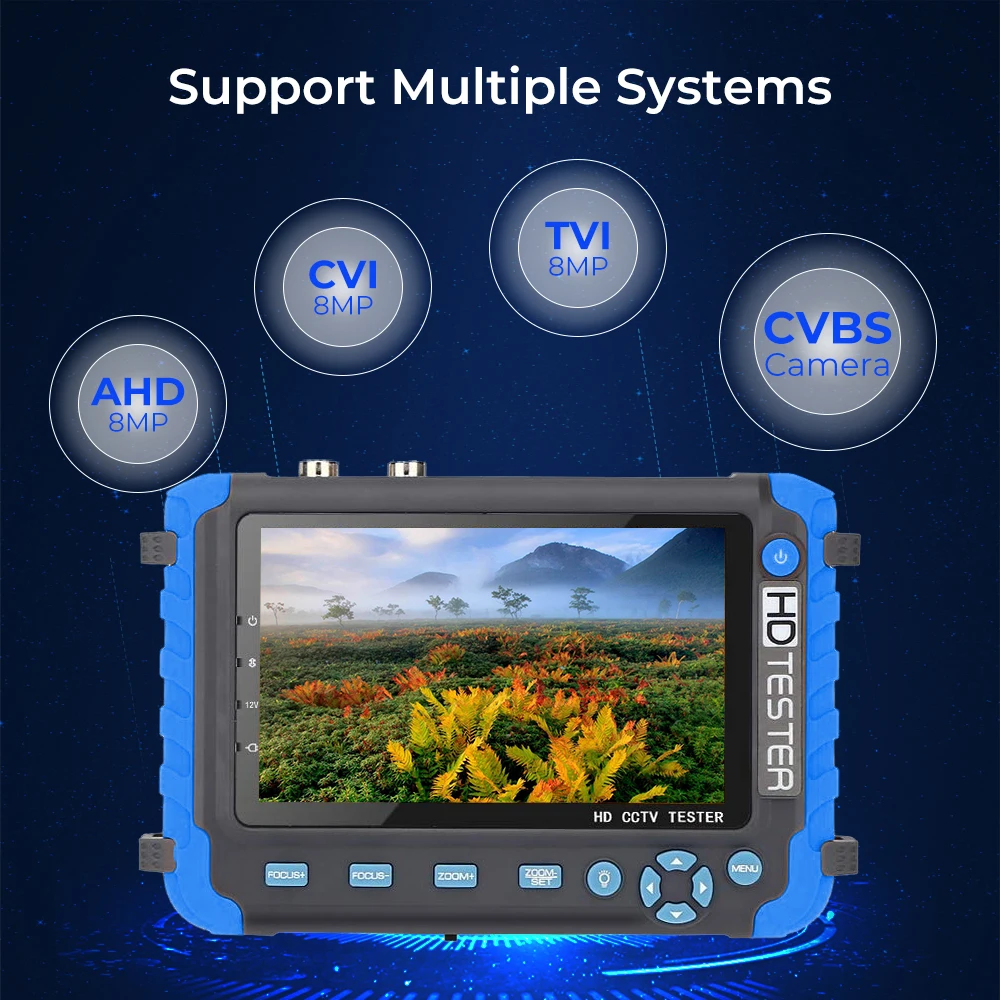 PEGATAH 보안 카메라 모니터, HDMI VGA 입력 UTP CFTV 테스터, AHD CVI TVI CVBS 아날로그 테스트, IV8W 4K CCTV 테스터, 5 인치