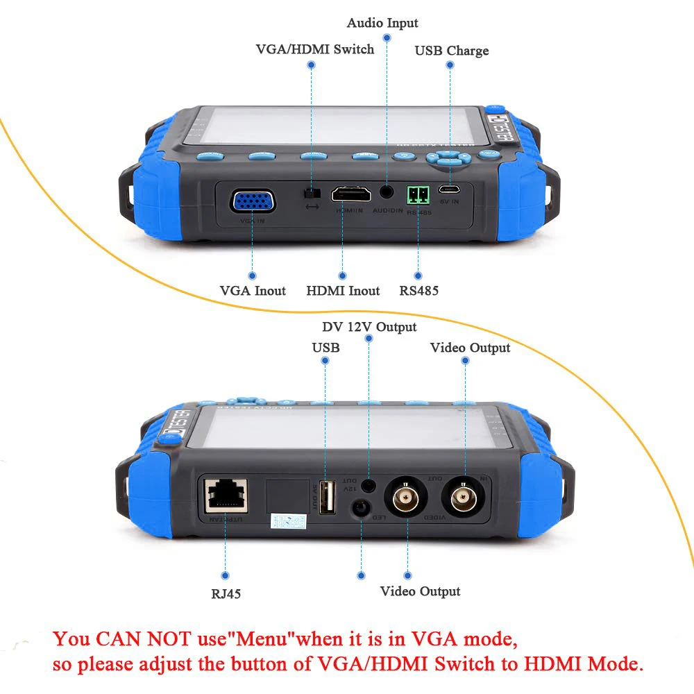 PEGATAH 보안 카메라 모니터, HDMI VGA 입력 UTP CFTV 테스터, AHD CVI TVI CVBS 아날로그 테스트, IV8W 4K CCTV 테스터, 5 인치